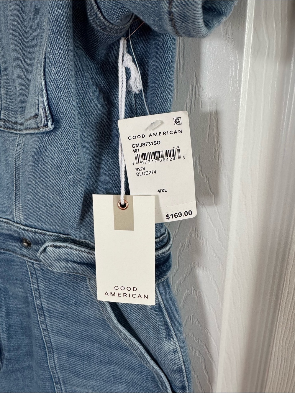 Good American Fit For Success blue denim jumpsuit XL NWT - Picture 4 of 6